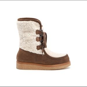Aquatalia Wynter Suede & Shearling Platform Boots